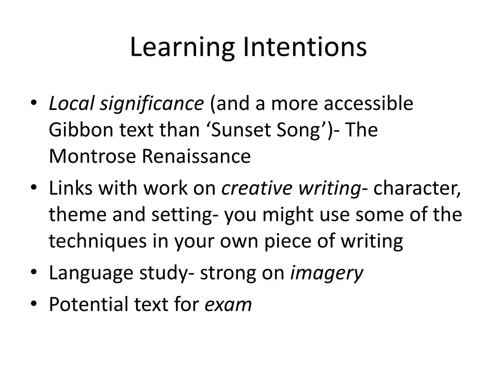 learning intentions