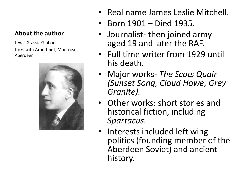 real name james leslie mitchell born 1901 died