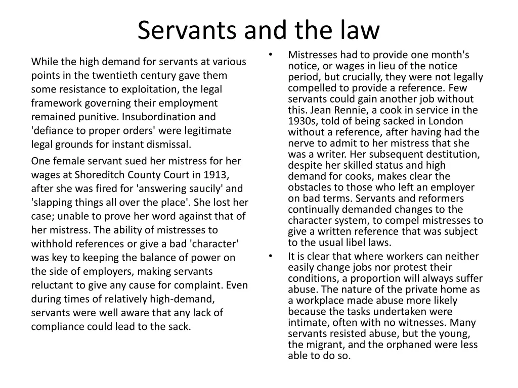 servants and the law