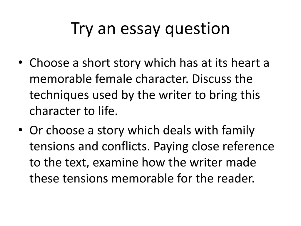 try an essay question
