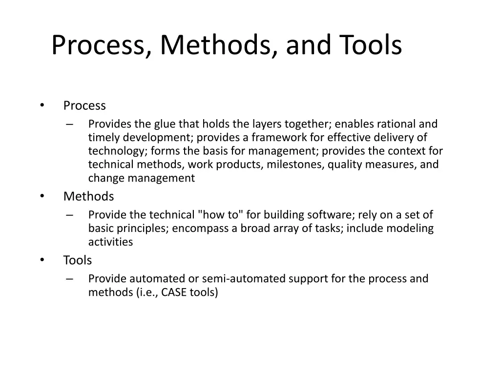 process methods and tools