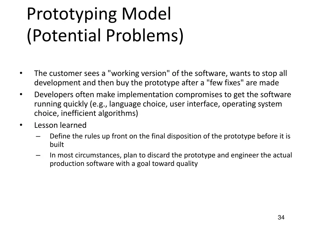 prototyping model potential problems