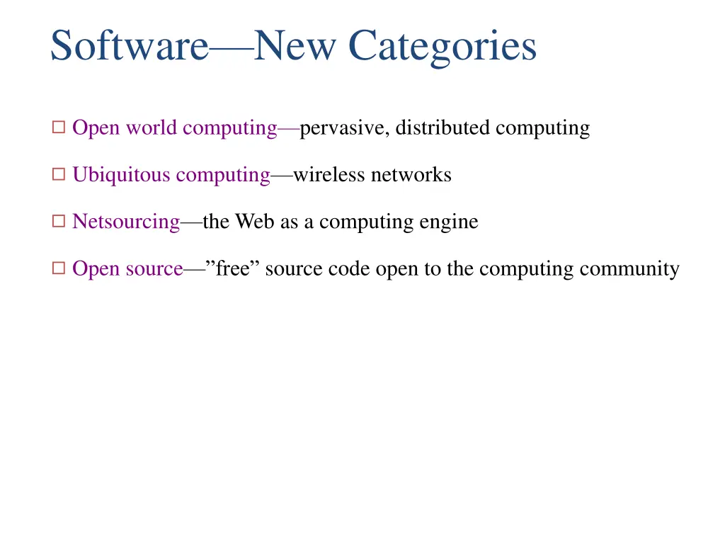 software new categories