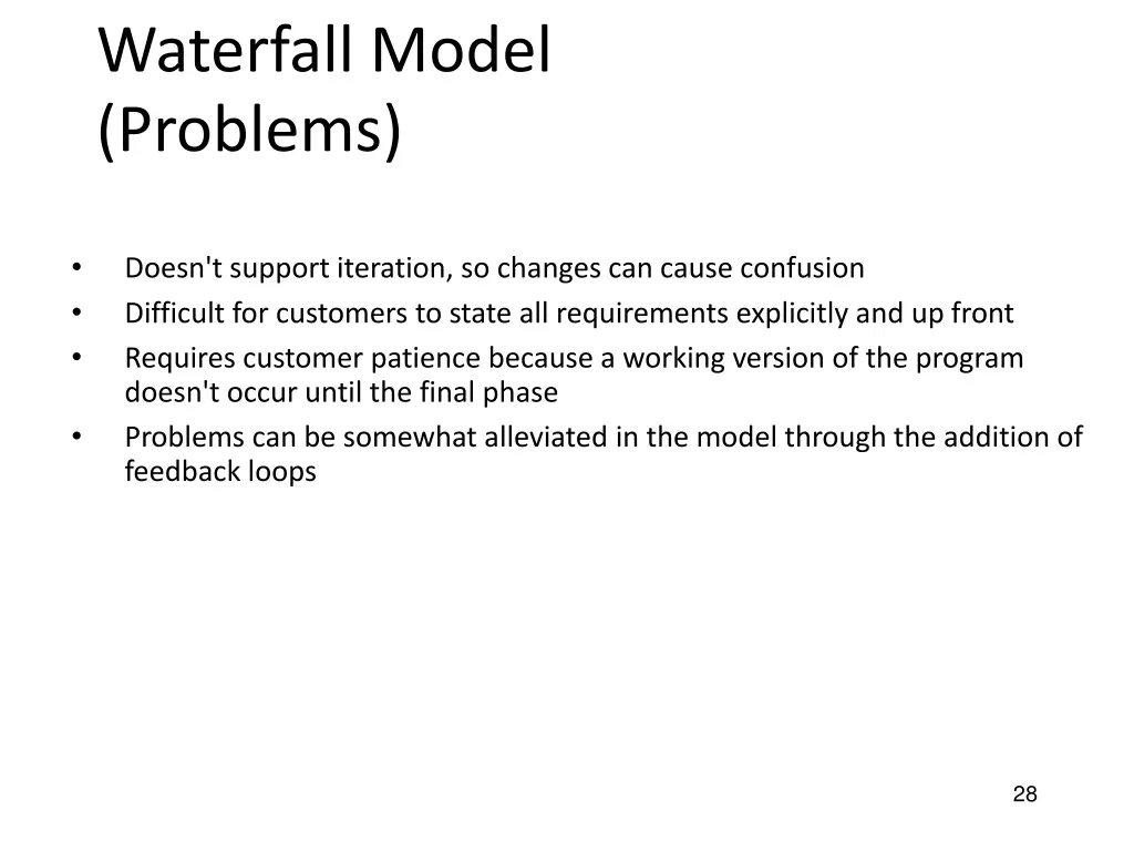 waterfall model problems
