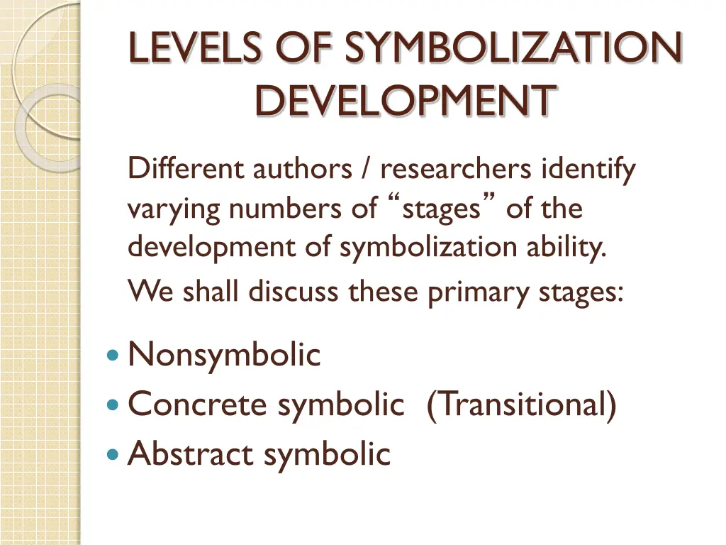 levels of symbolization development