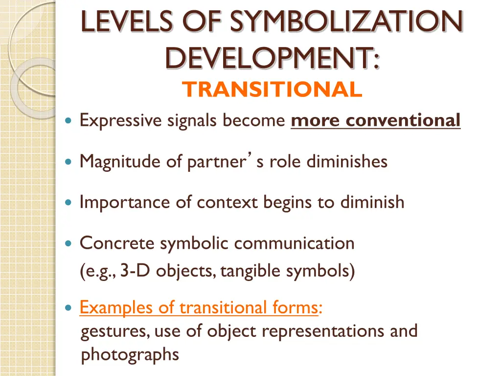 levels of symbolization development transitional