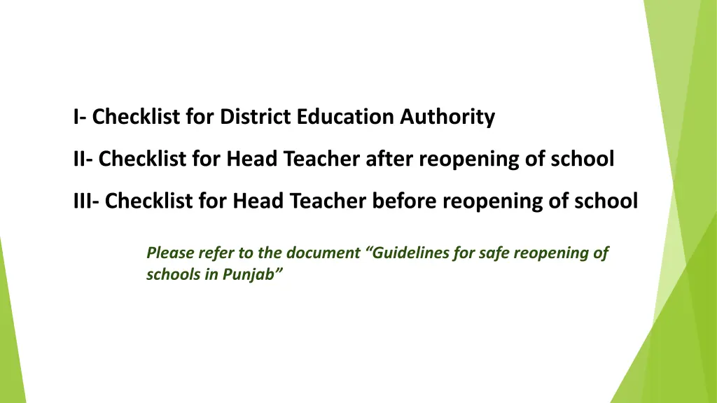 i checklist for district education authority