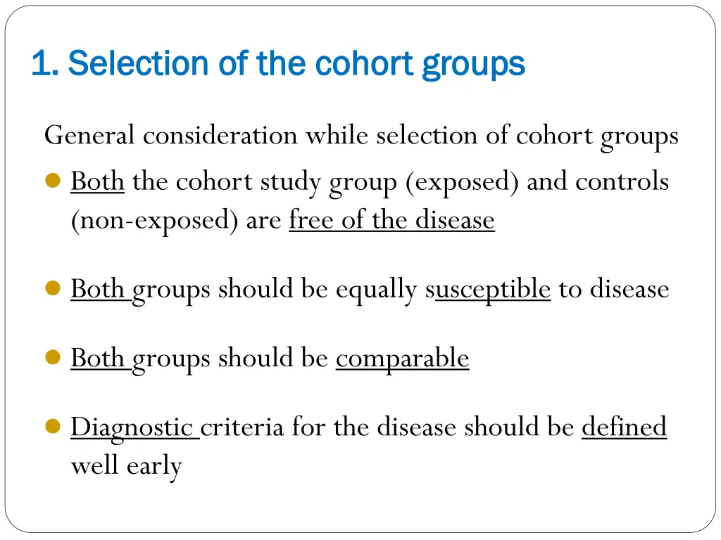 1 1 selection of the cohort groups selection
