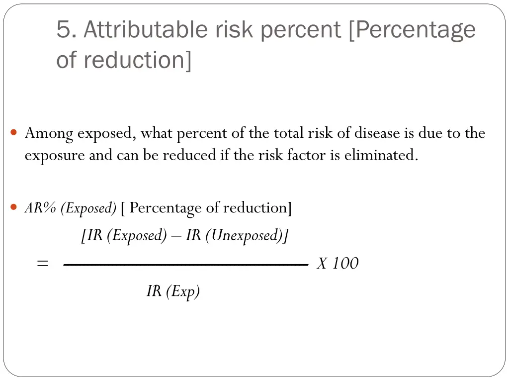5 attributable risk percent percentage
