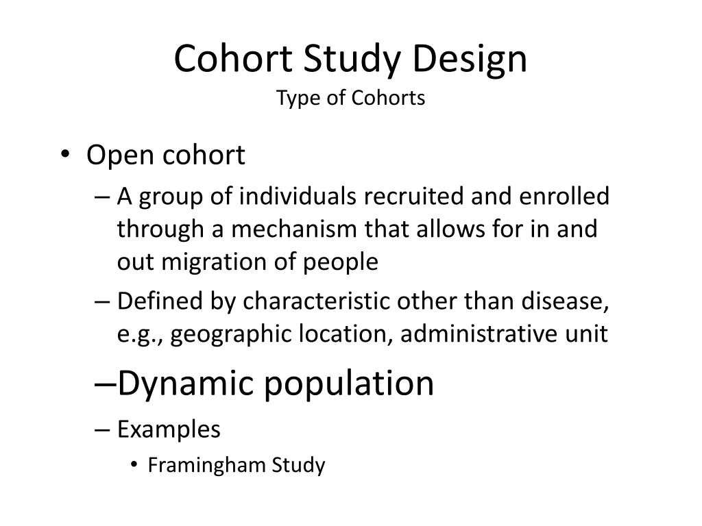 cohort study design type of cohorts