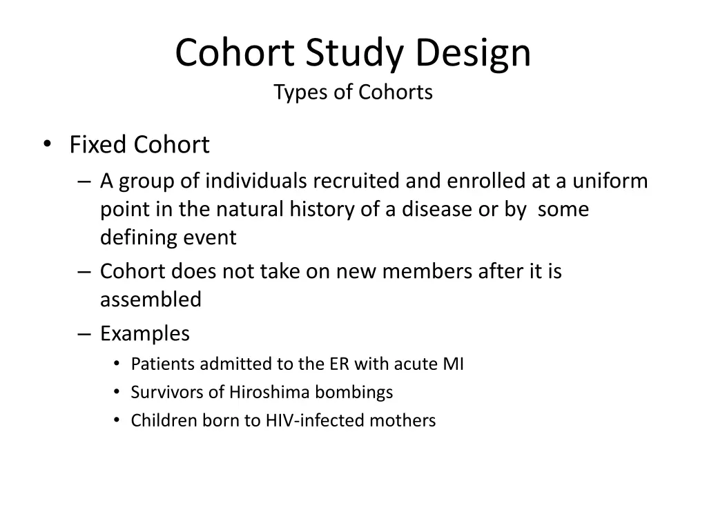 cohort study design types of cohorts