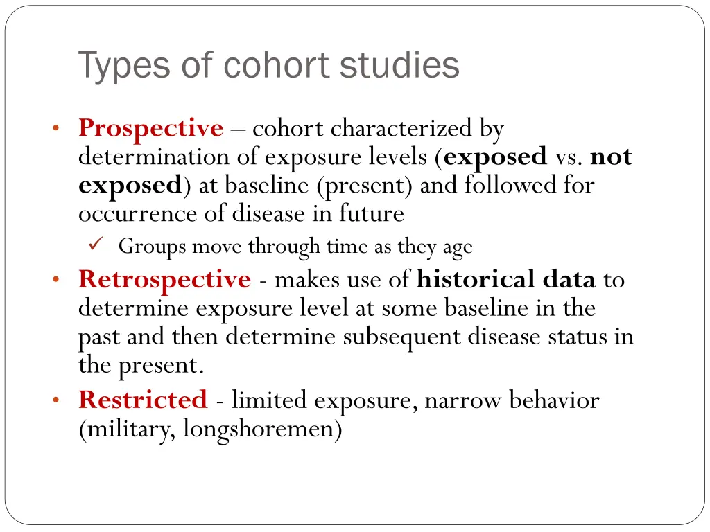 types of cohort studies