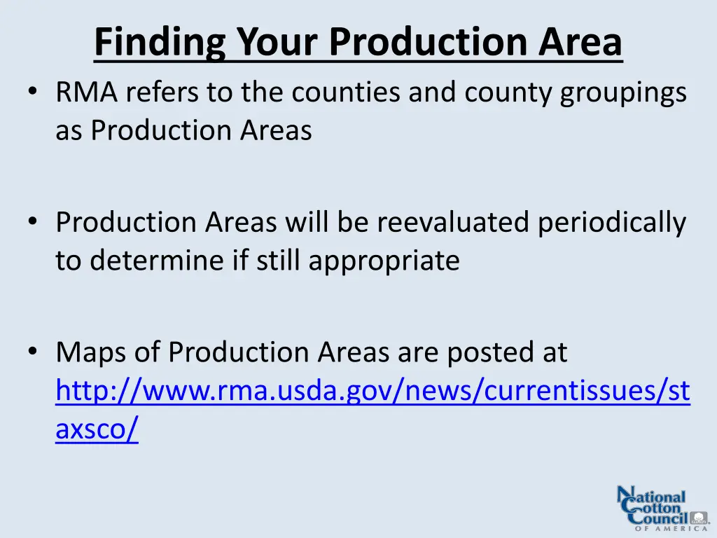 finding your production area rma refers