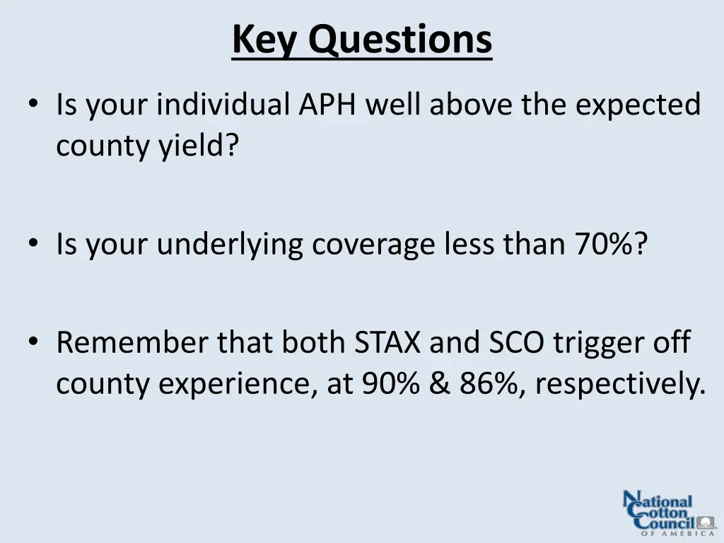 key questions