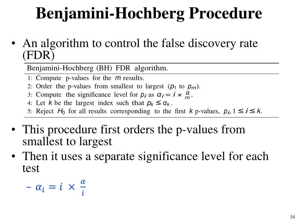 benjamini hochberg procedure