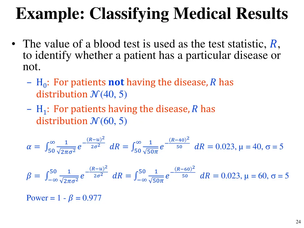 example classifying medical results