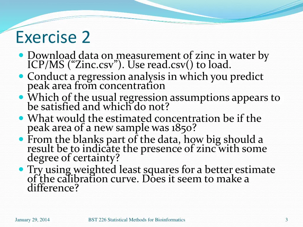 exercise 2 download data on measurement of zinc