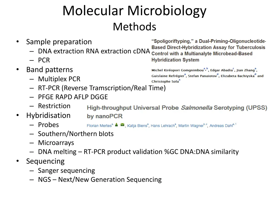 molecular microbiology methods sample preparation