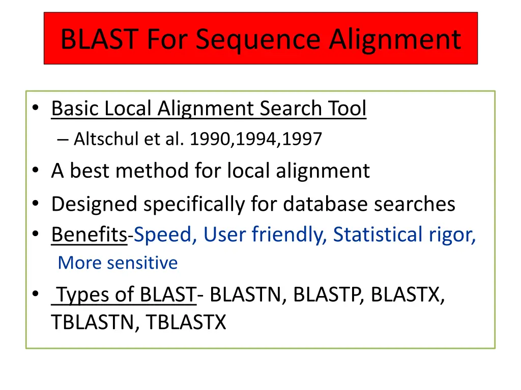 blast for sequence alignment