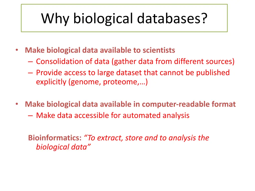 why biological databases