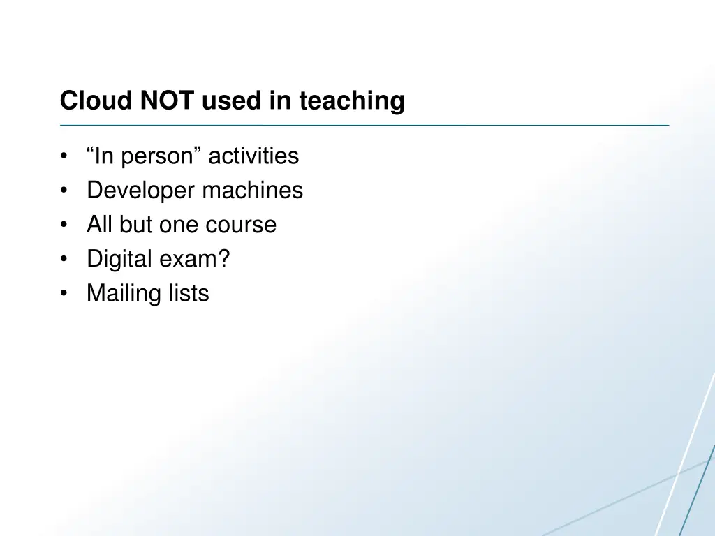 cloud not used in teaching