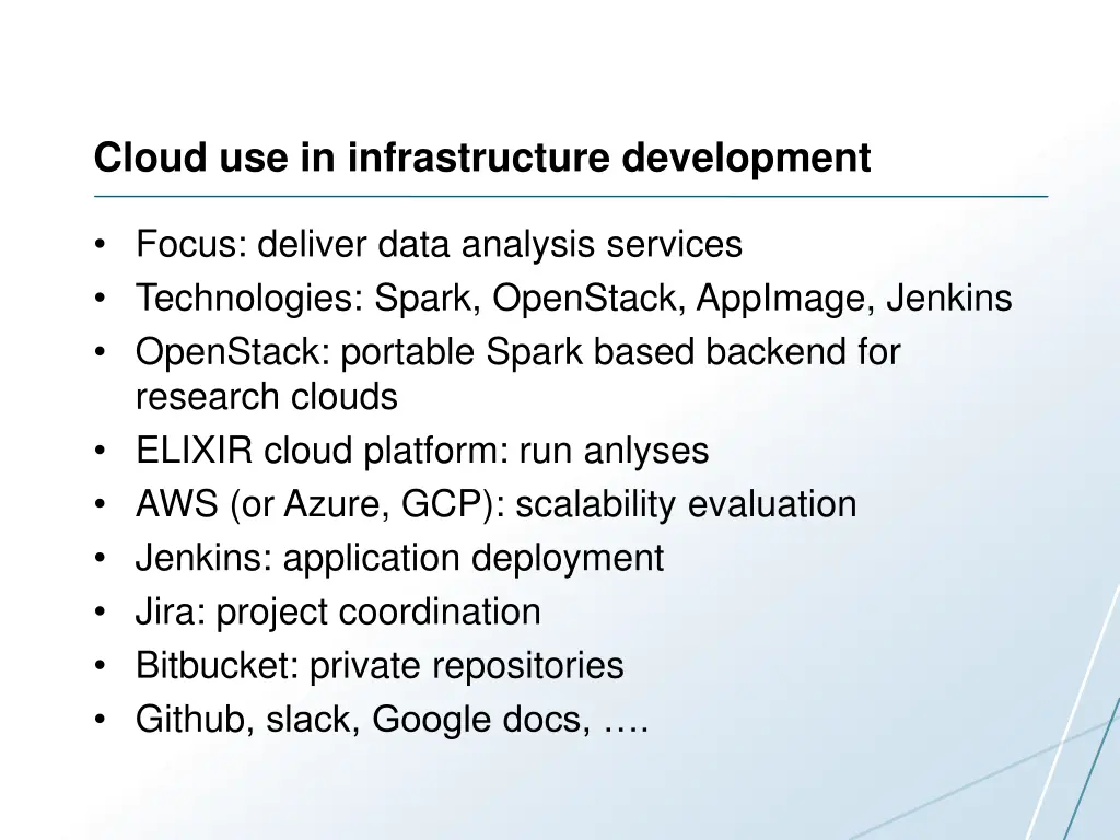 cloud use in infrastructure development