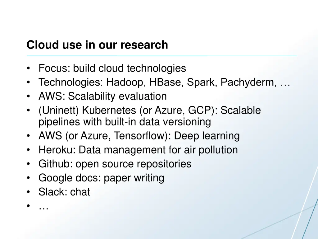 cloud use in our research