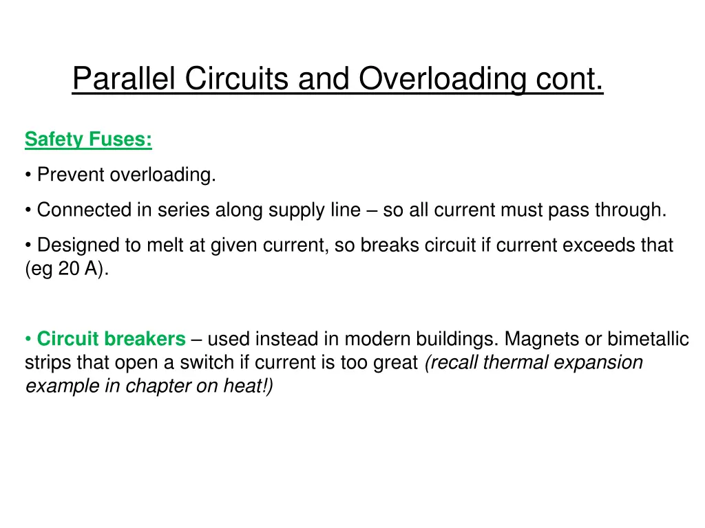 parallel circuits and overloading cont