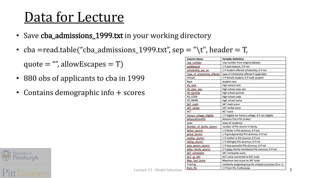data for lecture