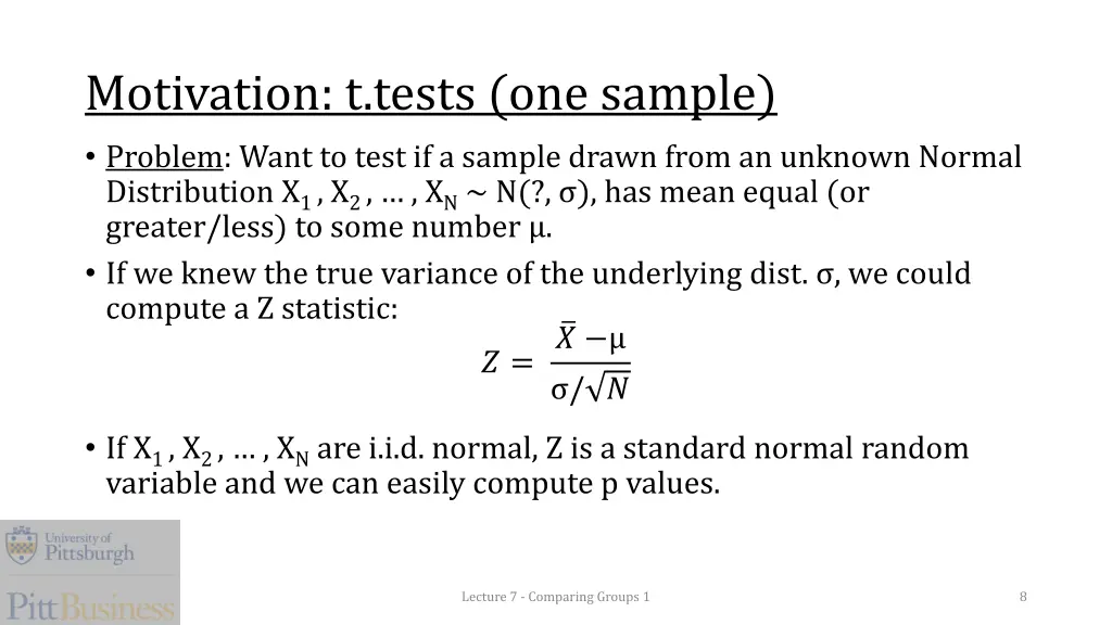 motivation t tests one sample