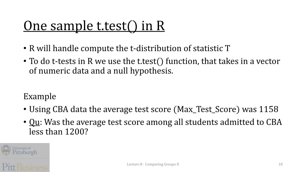 one sample t test in r