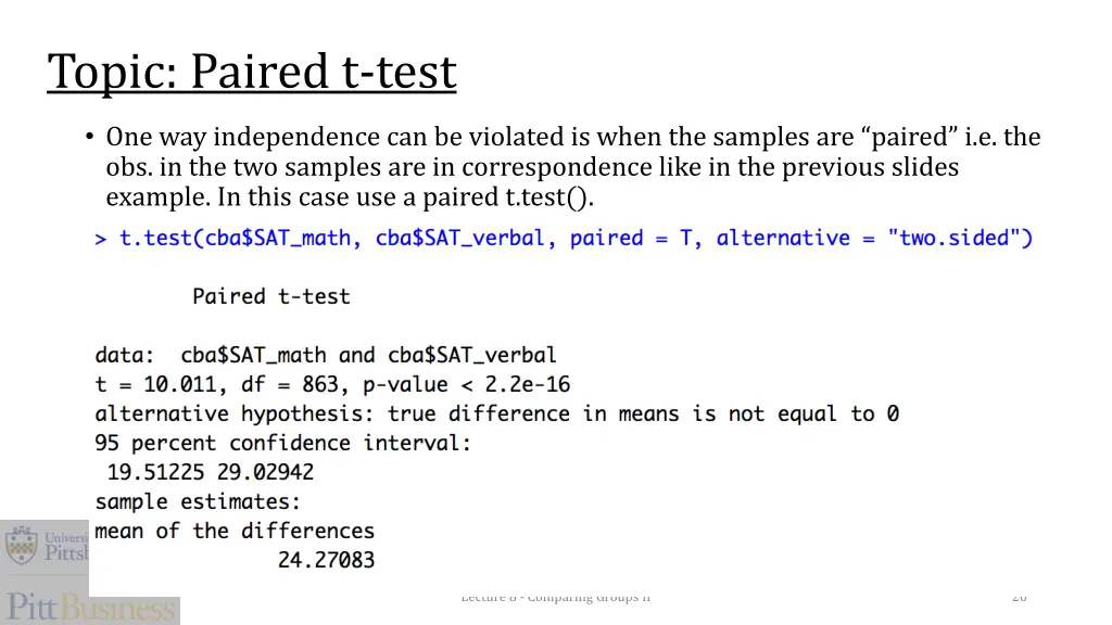 topic paired t test