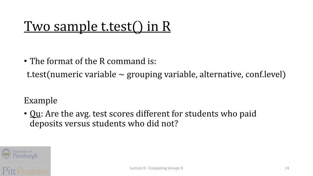 two sample t test in r