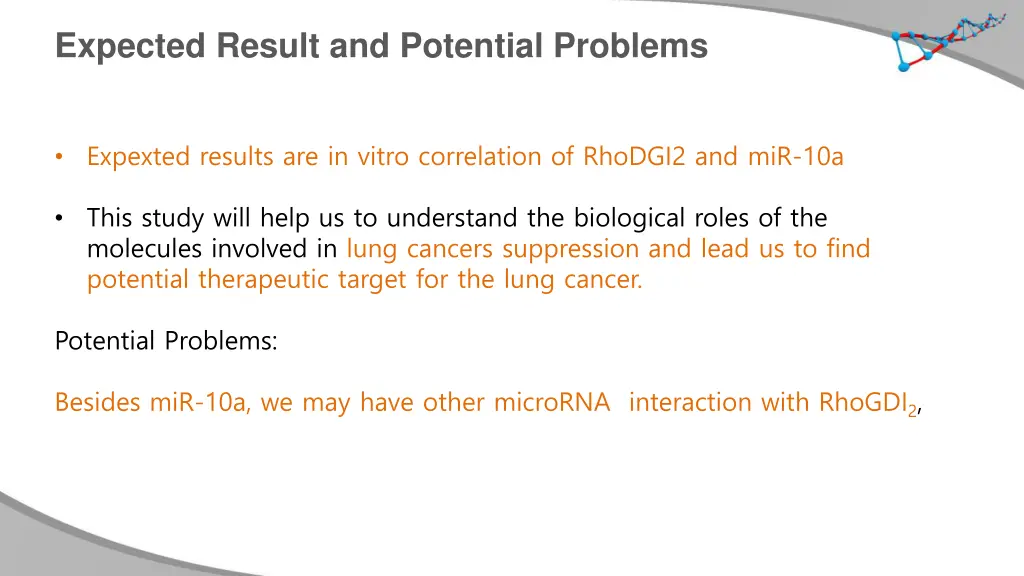 expected result and potential problems