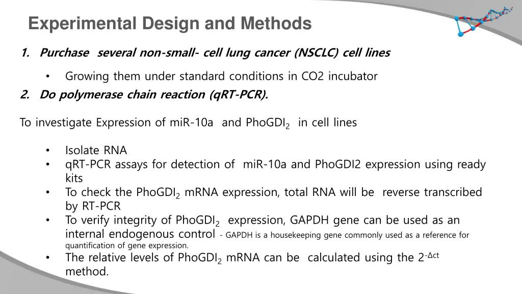 experimental design and methods