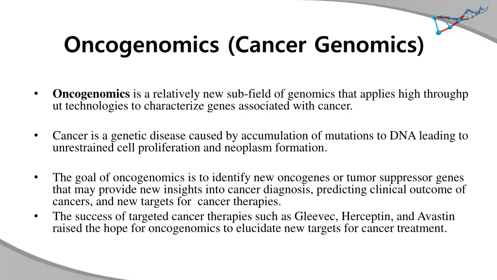 oncogenomics cancer genomics