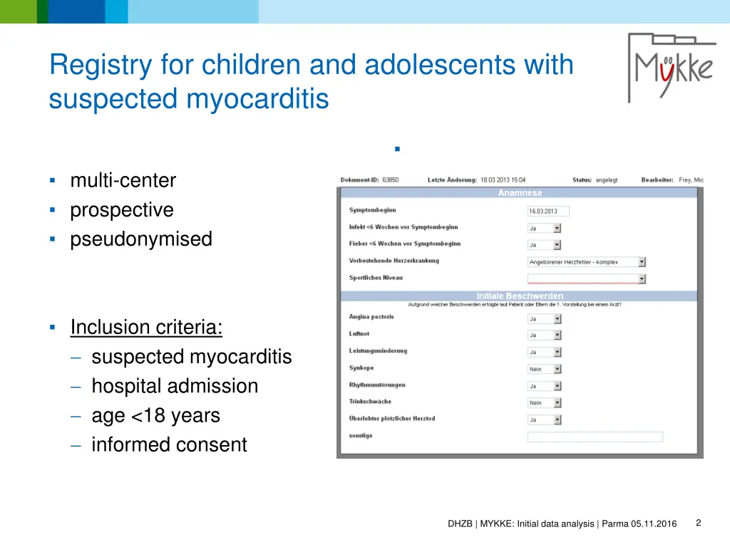 registry for children and adolescents with