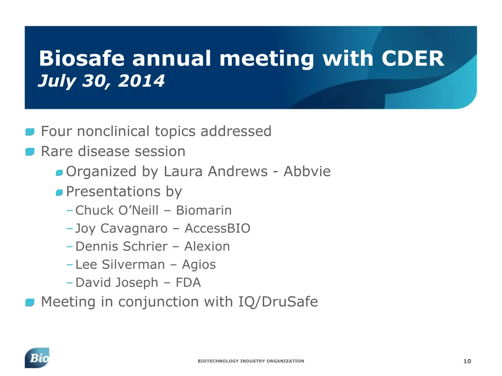 biosafe annual meeting with cder july 30 2014