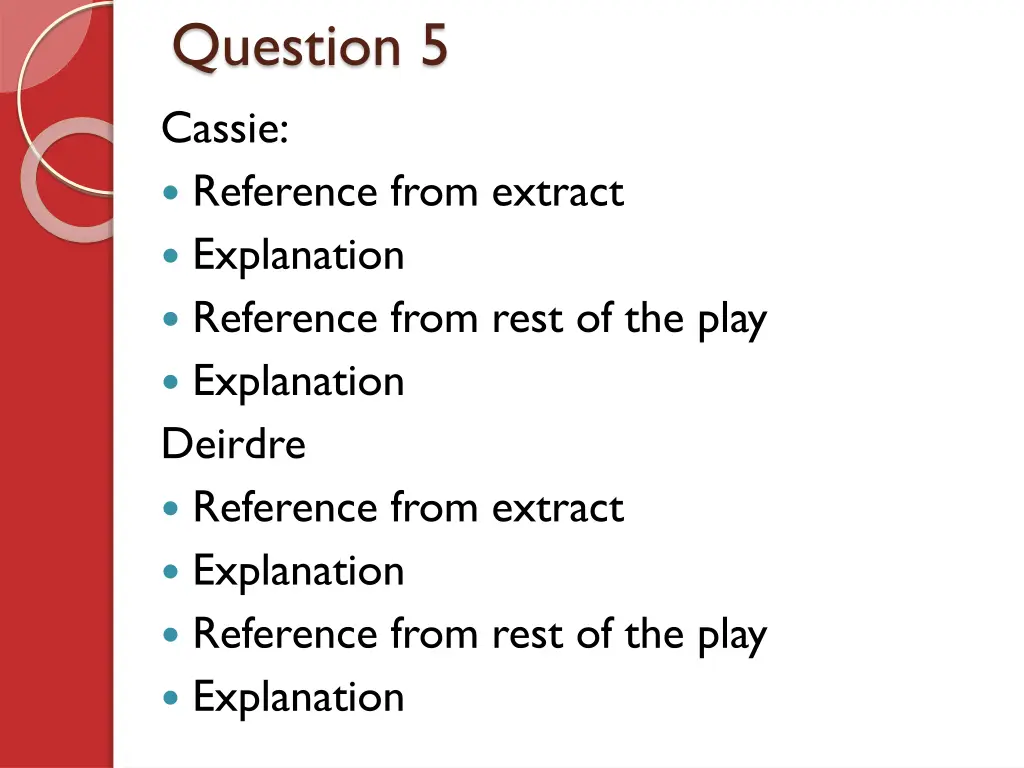 question 5 cassie reference from extract