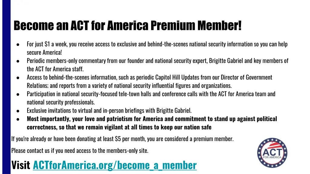 become an act for america premium member