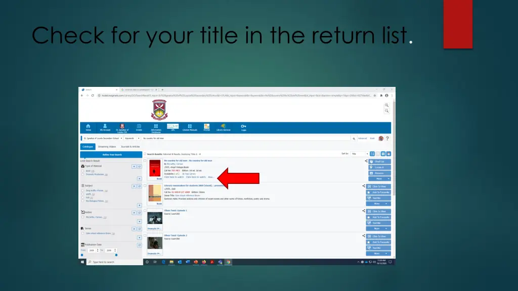 check for your title in the return list