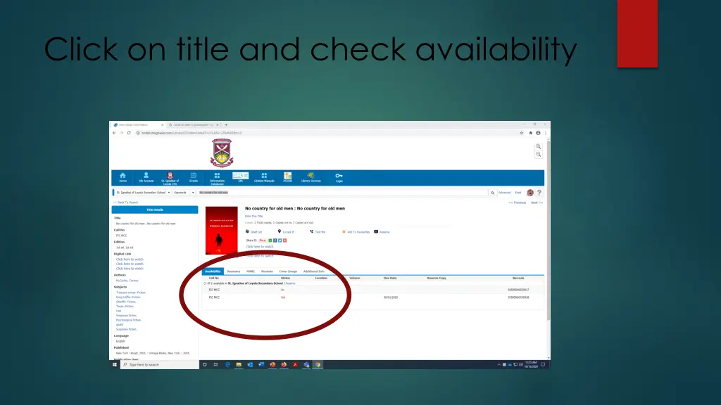 click on title and check availability