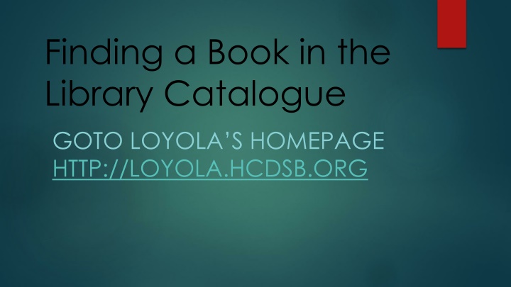 finding a book in the library catalogue