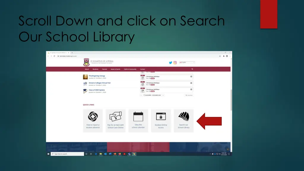 scroll down and click on search our school library