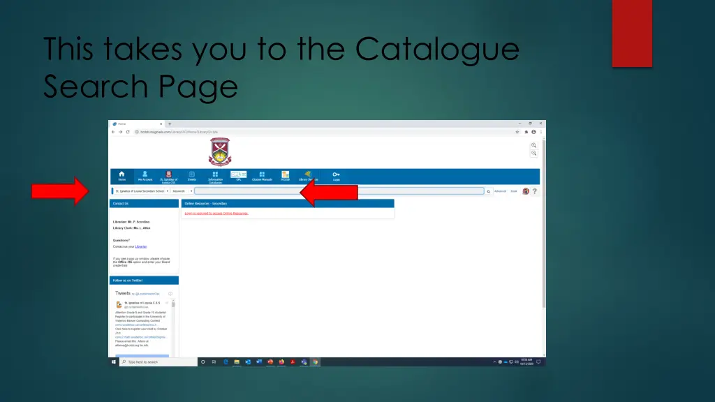 this takes you to the catalogue search page