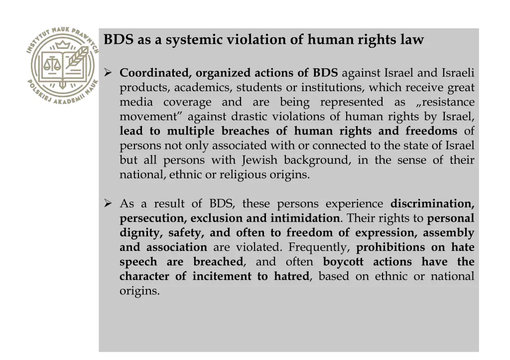 bds as a systemic violation of human rights law