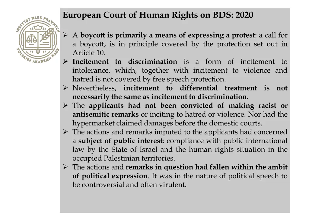european court of human rights on bds 2020 1