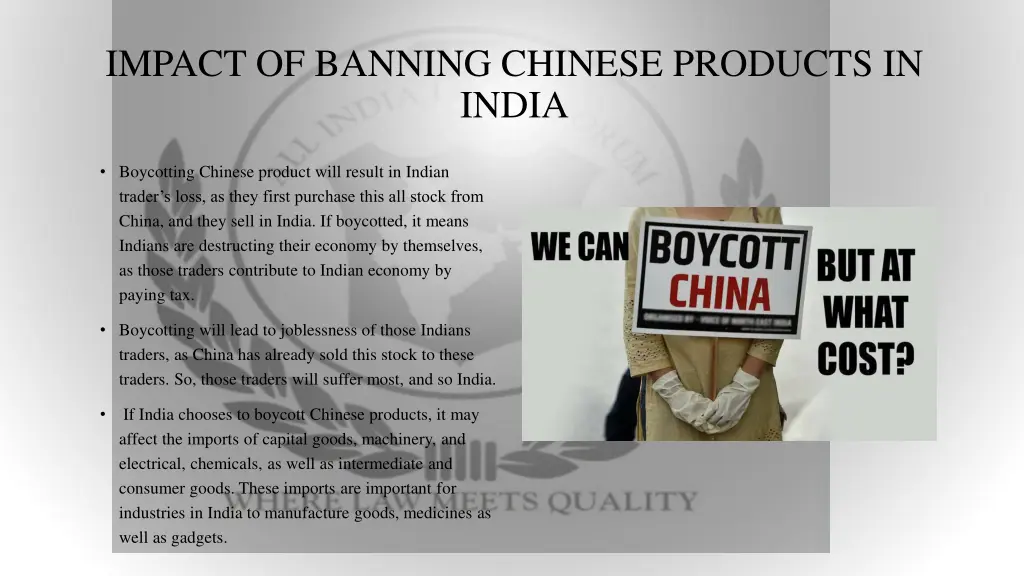 impact of banning chinese products in india
