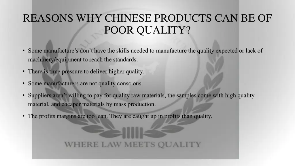 reasons why chinese products can be of poor
