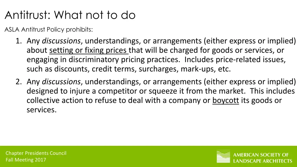 antitrust what not to do
